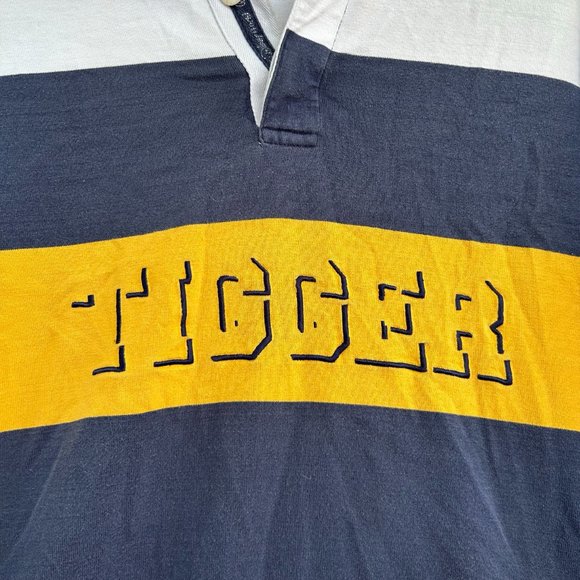 Walt‎ Disney World Tigger Men's Polo White Blue Striped Size XL - Picture 2 of 5